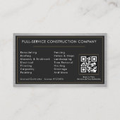 QR Code Handyman Metal Construction Black Gold  Visitenkarte (Rückseite)