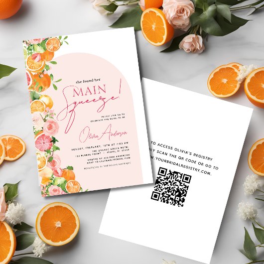QR-Code Hauptpresse Citrus-Brautparty Einladung