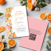 QR-Code Hauptpresse Citrus Brautparty Orange Einladung