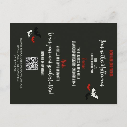 QR Code Haushalt Rattle Einige Knochen! Halloween- Postkarte (Rückseite)