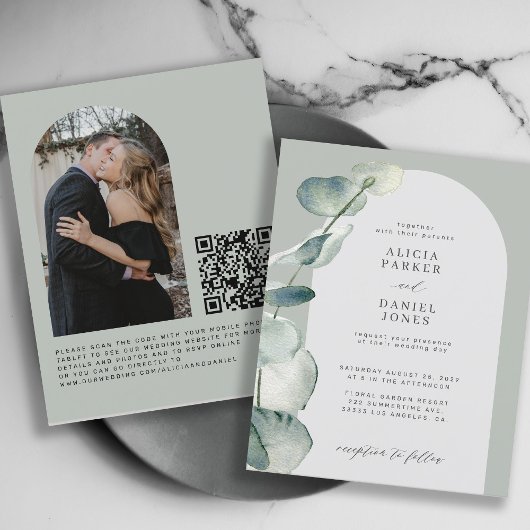 QR CODE Haushalt Salbeibogen FOTO Hochzeitseinladu