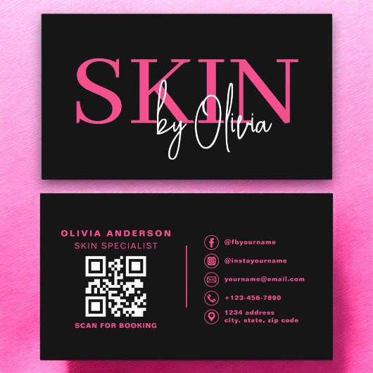 QR Code Hautpflege Spezialist für Hot Pink Visitenkarte