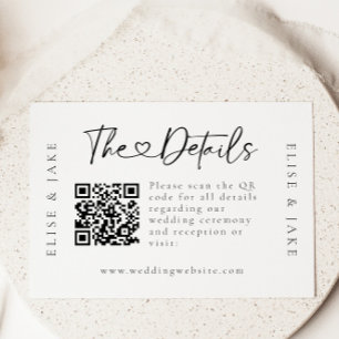 QR Code Heart Schriftart Wedding Details Card Begleitkarte