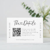 QR Code Heart Schriftart Wedding Details Card Einladung (Stehend Vorderseite)