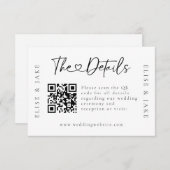 QR Code Heart Schriftart Wedding Details Card Einladung (Vorne/Hinten)
