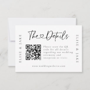 QR Code Heart Schriftart Wedding Details Card Einladung
