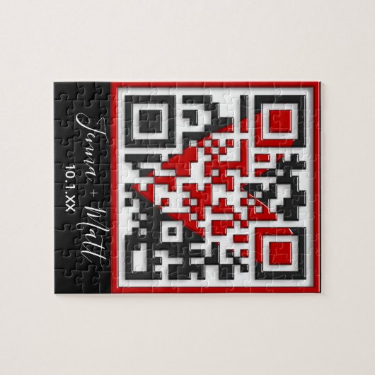 QR-Code heiraten Sie mir Vorschlag mit 3D-Effekt Puzzle (Horizontal)
