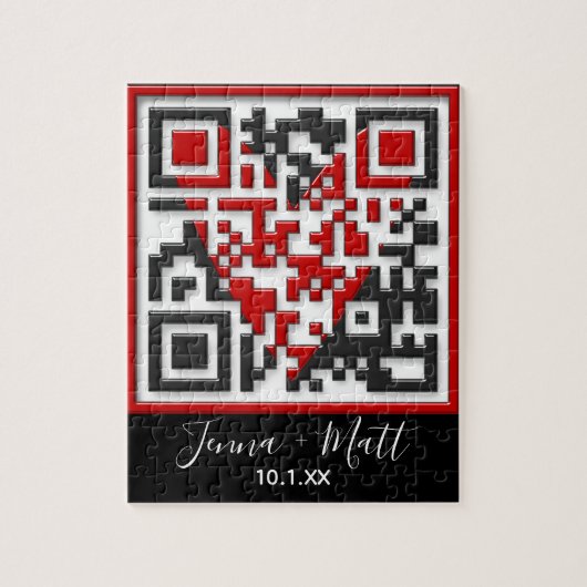 QR-Code heiraten Sie mir Vorschlag mit 3D-Effekt Puzzle (Vertikal)