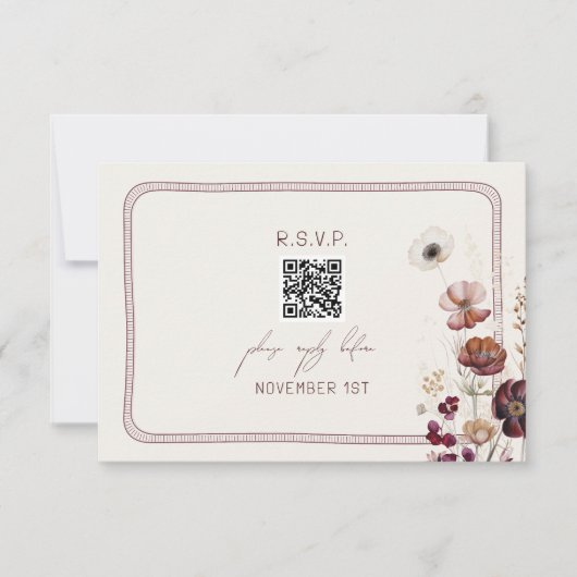 QR Code Herbst Anemone Bloral Wedding RSVP (Vorderseite)