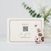 QR Code Herbst Anemone Bloral Wedding RSVP (Stehend Vorderseite)