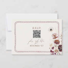 QR Code Herbst Anemone Bloral Wedding RSVP Karte