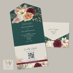 QR-Code Herbstliche Blumenhochzeit All In One Einladung