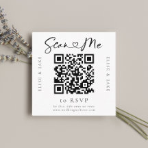 QR-Code-Herz-Schriftart-Hochzeitkarte RSVP-Karte