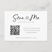 QR Code Herz Schriftart Minimal Hochzeitkarte RSVP Begleitkarte (Vorderseite)