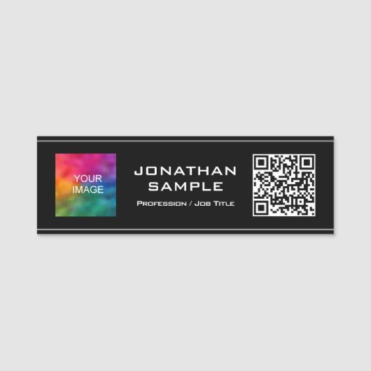 QR-Code Hier Foto oder Ihr Logo hochladen Namensschild (Vorderseite)