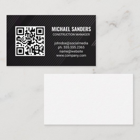 QR-Code | Hintergrund der schwarzen Linien Visitenkarte (Vorne/Hinten)