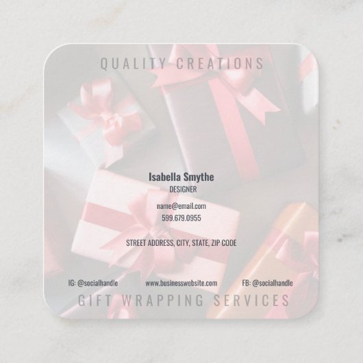 QR Code hinzufügen Quadratische Visitenkarte (Rückseite)