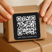 QR-Code Hochladen | Black Minimalistisch Simple Sc Quadratischer Aufkleber