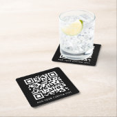 QR-Code Hochladen | Black Minimalistisch Simple Sc Rechteckiger Pappuntersetzer (Vor Ort)