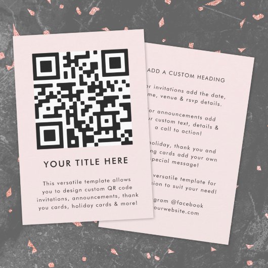 QR-Code Hochladen | Blush Pink Modernes Minimalist Einladung