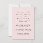 QR-Code Hochladen | Blush Pink Modernes Minimalist Einladung (Rückseite)