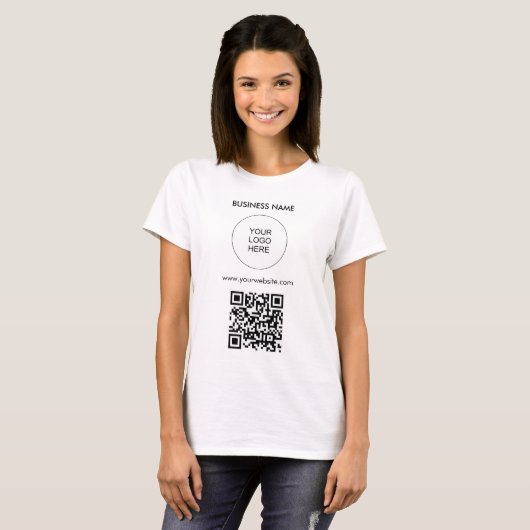QR-Code Hochladen Ihrer Logo-Vorlage Weiß T-Shirt (Vorne ganz)