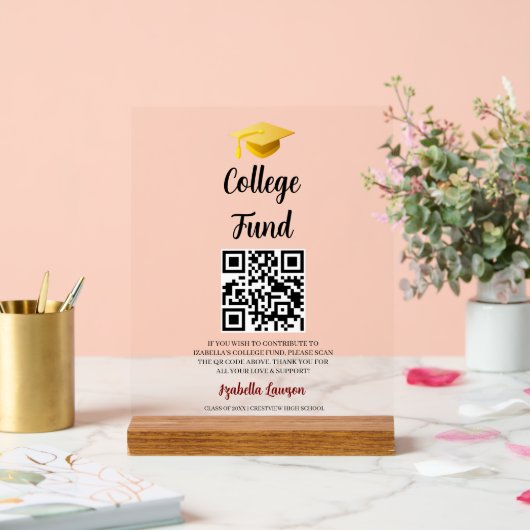 QR-Code Hochschulfonds Abschlussfeier Absolvent  Acrylschild (Hochzeit)