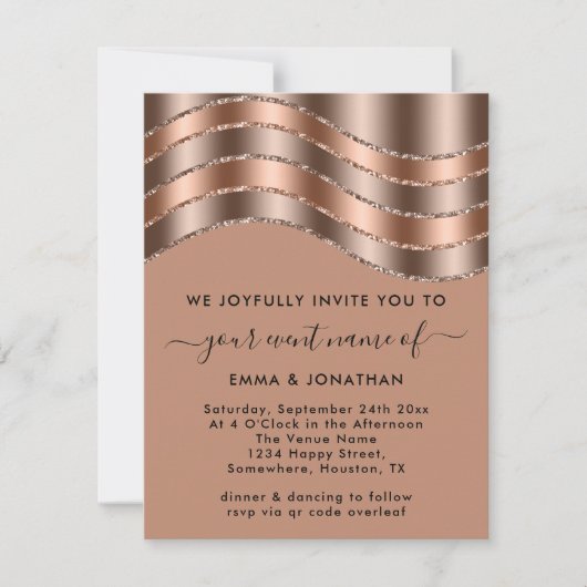QR Code Hochzeit Brautparty Geburtstag Rose Gold (Vorderseite)