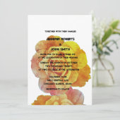 QR-Code Hochzeit der Rose Gelborange Einladung (Stehend Vorderseite)