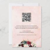 QR-Code-Hochzeit des burgundy Navy-Floral-Arch-Fra Einladung (Rückseite)