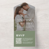 QR-Code | Hochzeit des Fotos "Deep Sage Green Over All In One Einladung (Innen Boden)