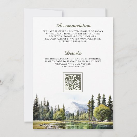 QR Code Hochzeit des Yosemite Nationalparks Einladung (Rückseite)