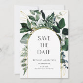 QR-Code, Hochzeit eines modernen botanischen Grüng Save The Date (Vorderseite)