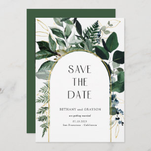 QR-Code, Hochzeit eines modernen botanischen Grüng Save The Date