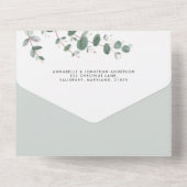 QR Code Hochzeit Eukalyptus botanisch modern All In One Einladung (Rückseite)