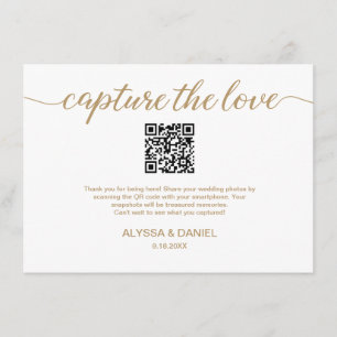 QR-Code Hochzeit Foto teilen Gold Weiß Begleitkarte