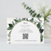 QR-Code Hochzeit für moderne botanische Grünpflanz RSVP Karte (Stehend Vorderseite)