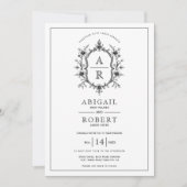 QR-Code-Hochzeit für Vintages Wappen Einladung (Vorderseite)