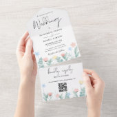 QR-Code-Hochzeit für Wasserfarben All In One Einladung (Abreißen)
