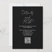 QR-Code-Hochzeit mit schwarz-weiß-farbenen String- Einladung (Rückseite)