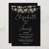 QR-Code-Hochzeit mit schwarz-weiß-farbenen String- Einladung (Vorne/Hinten)