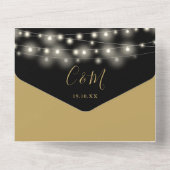 QR-Code-Hochzeit mit schwarzen und goldenen String All In One Einladung (Rückseite)