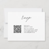 QR-Code-Hochzeit mit Schwarzweißskript RSVP Karte (Vorderseite)