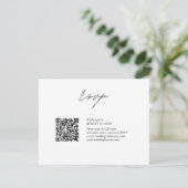 QR-Code-Hochzeit mit Schwarzweißskript RSVP Karte (Stehend Vorderseite)