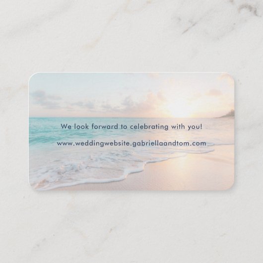 QR Code Hochzeit RSVP Beach Ziel Begleitkarte (Rückseite)