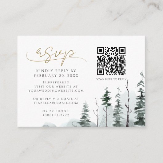 QR-Code-Hochzeit RSVP Begleitkarte (Vorderseite)