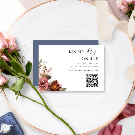 QR Code Hochzeit RSVP Online Burgundy und Blue Begleitkarte