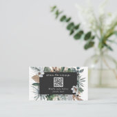 QR Code Hochzeit RSVP Tropical Botanical Enclosure Begleitkarte (Stehend Vorderseite)