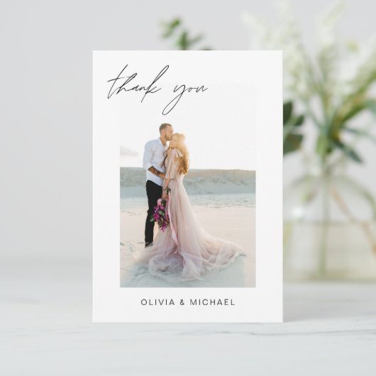 QR Code Hochzeit Vielen Dank Foto Minimalistisch Dankeskarte (Stehend Vorderseite)