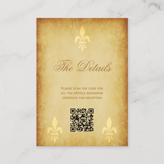 QR CODE Hochzeit Vintager Lilie Begleitkarte (Vorderseite)